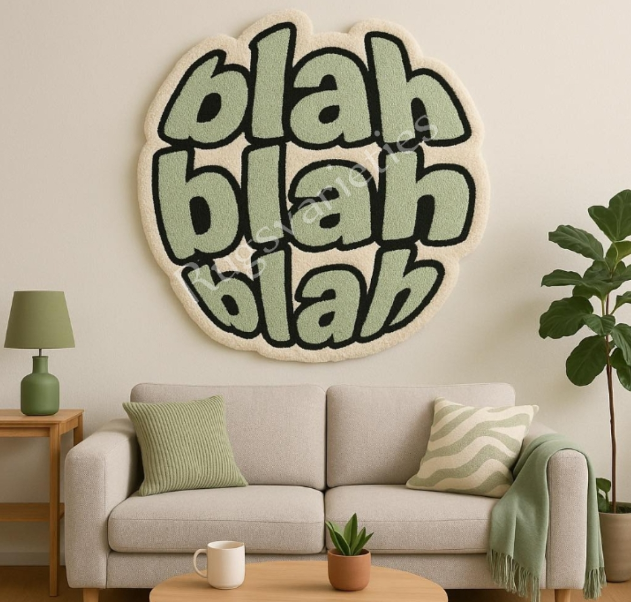 Blah Blah Handmade Tufted Rug 2 x 2 Feet
