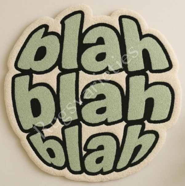 Blah Blah Handmade Tufted Rug 2 x 2 Feet