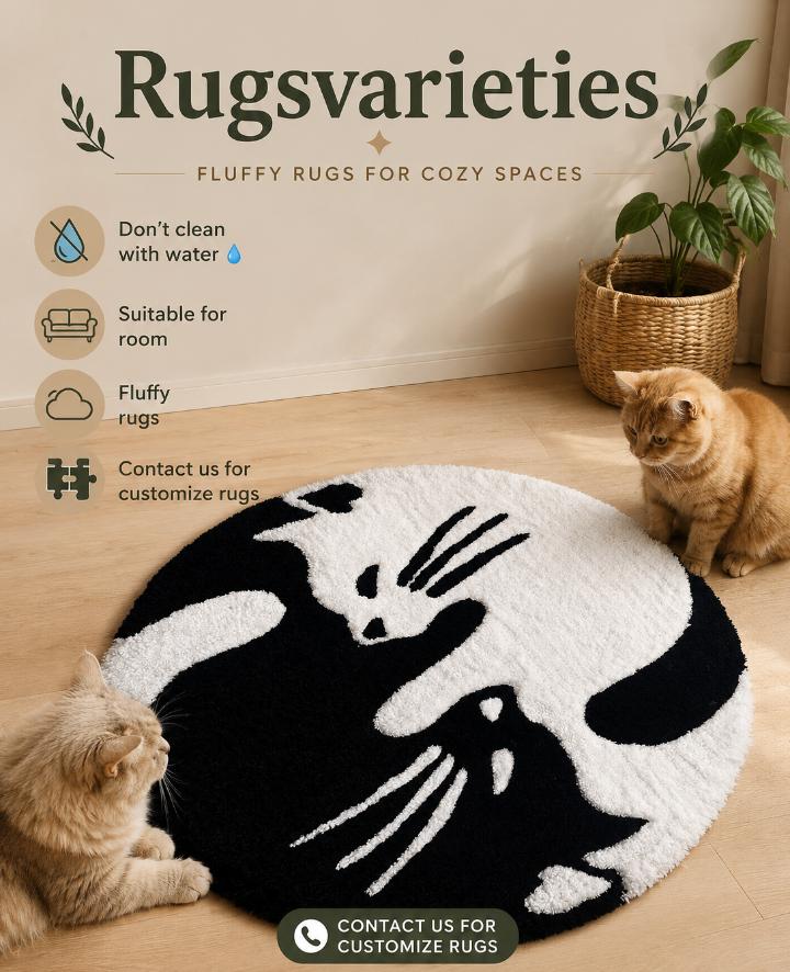 Round Twins Cat Rug (2 x 2 Feet)