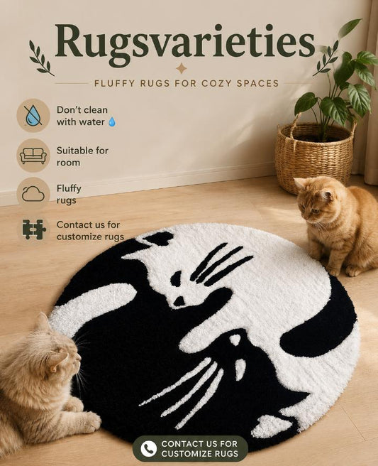 Round Twins Cat Rug (2 x 2 Feet)