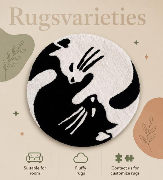 Round Twins Cat Rug (2 x 2 Feet)