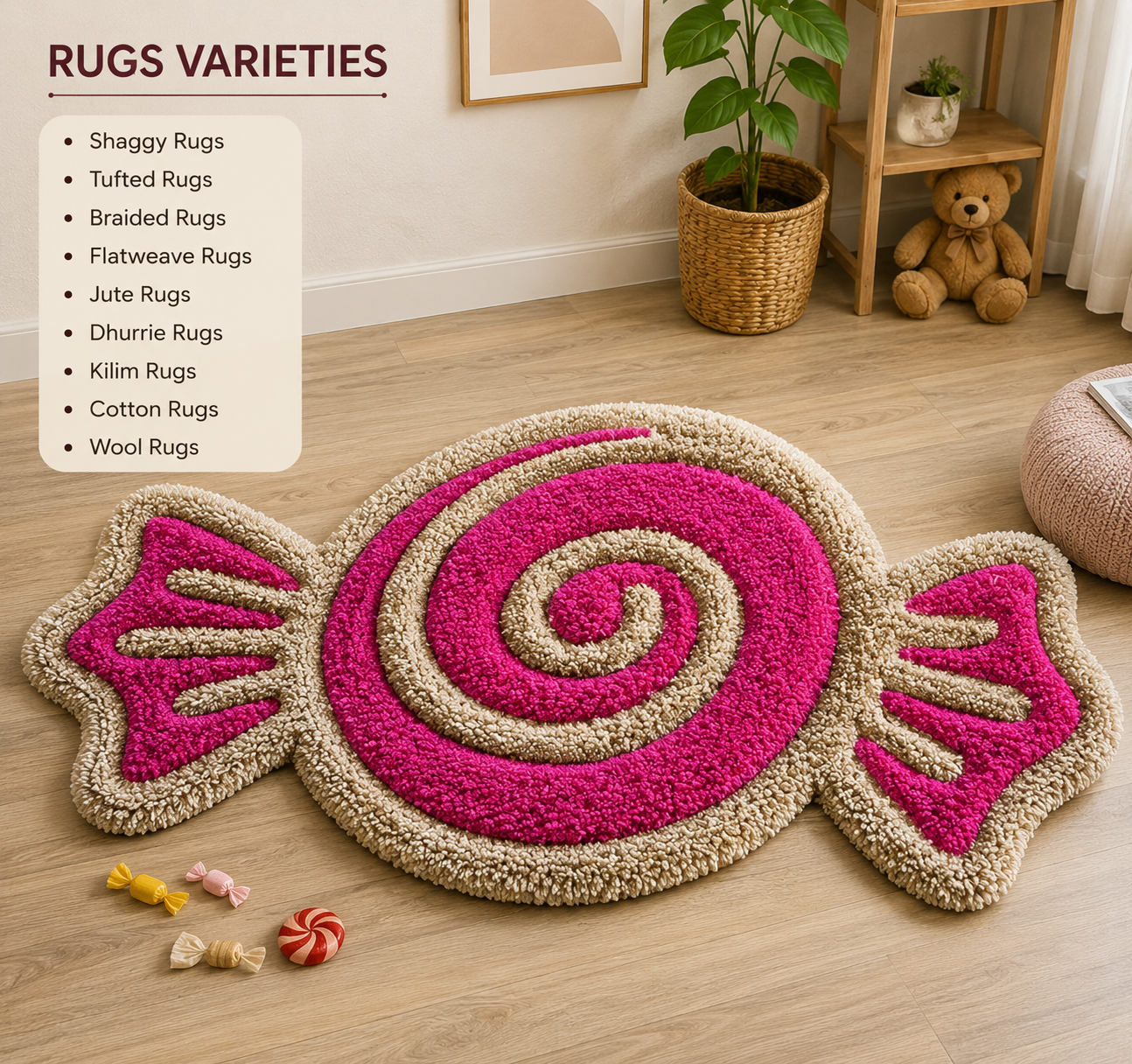 Candy Handmade Tufted Rug 18 x 9 Inch