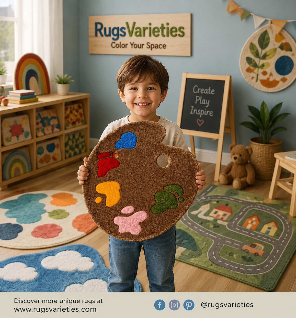 Painting Tray Tufted Rug 18 X 14 Inch