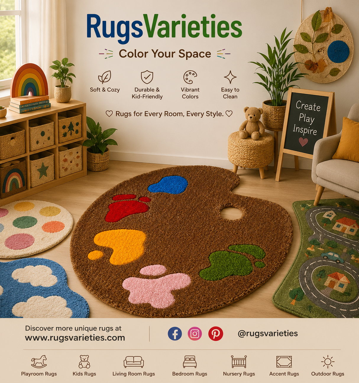 Painting Tray Tufted Rug 18 X 14 Inch