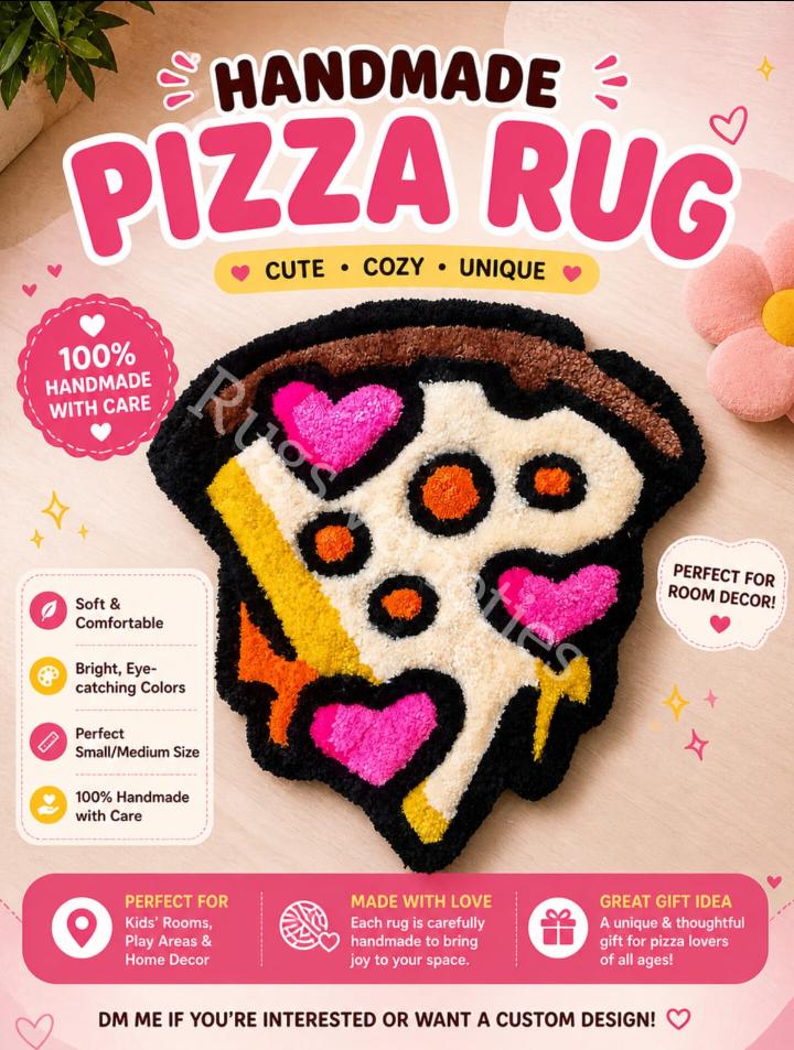 Pizza Slice Handmade Tufted Rug